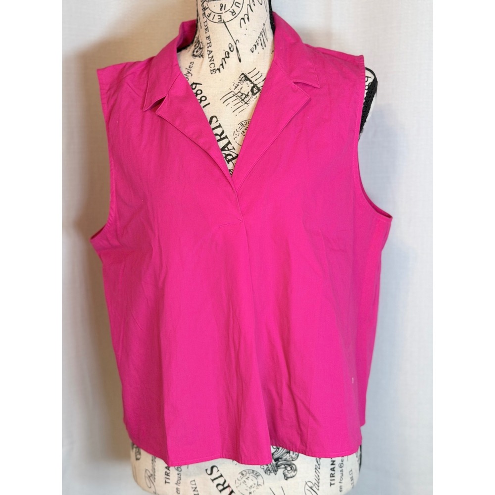 Banana Republic Sleeveless Top Preppy Pink Cotton Blouse Size L